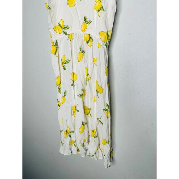 SLATE & WILLOW Yellow White Lemon Print Sweetheart Neckline Midi Dress Size XS - Picture 8 of 12